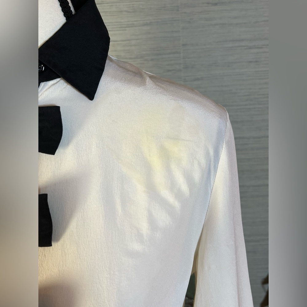 kate spade Cream and Black Bow-Embellished Silk Blouse - Picture 5 of 9